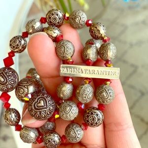 Tarina Tarantino Red Heart Triple Strand Bracelet